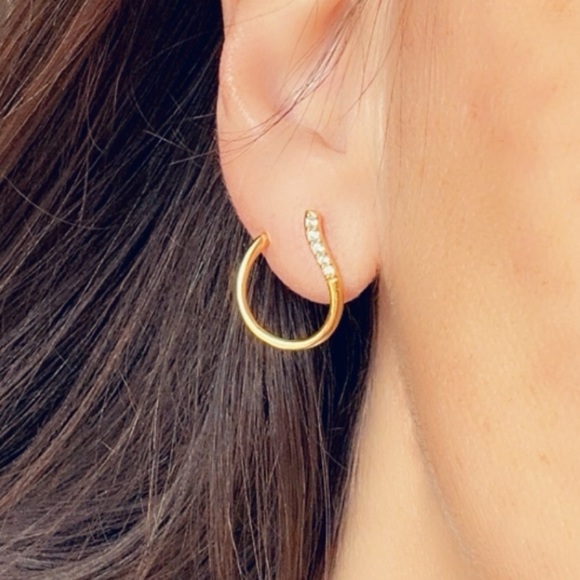 14k Gold Vermeil Curved Open Earrings - Picture 15 of 15